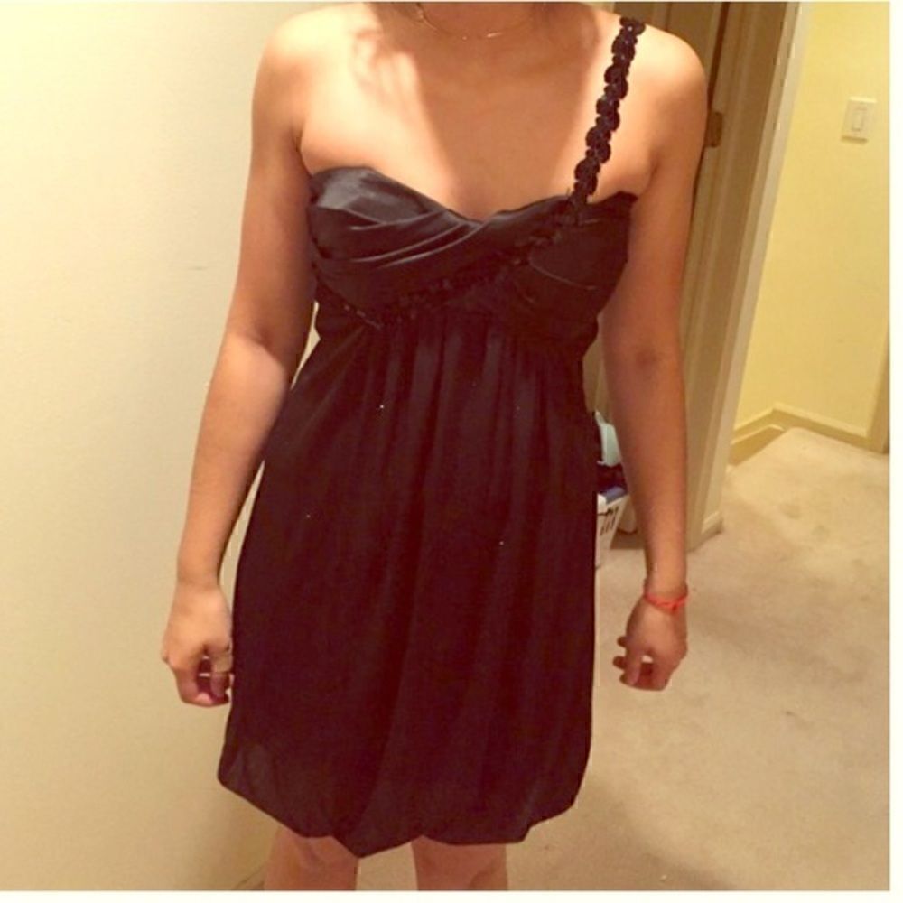 Black shoulder formal cocktail LBD sequin lace
